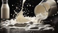 Spilled milk on a dark background