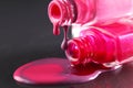 spilled nail polish close-up on a black background with a place for text copyspace Royalty Free Stock Photo