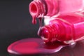 spilled nail polish close-up on a black background with a place for text copyspace Royalty Free Stock Photo