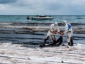 Spilled oil cleaning, Rayong, Thailand 1 Royalty Free Stock Photo