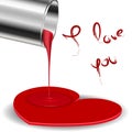 Spilled paint forming a heart Royalty Free Stock Photo