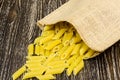 Spilled pasta from durum wheat. Italian cuisine healthy eating