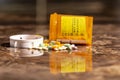 Spilled pills and controlled substances and prescription bottle