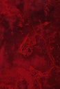 Spilled red paint on a thinner solution forming an abstract pattern. Royalty Free Stock Photo