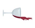 Spilled red wine from a fallen glass. Isolated vector illustration Royalty Free Stock Photo