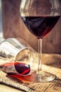 Spilled red wine on the table Royalty Free Stock Photo