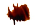 Spilled soy sauce sauce puddle isolated on white background. Royalty Free Stock Photo