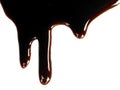 Spilled soy sauce sauce puddle isolated on white background. Royalty Free Stock Photo