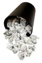 Spilled wastepaper basket full of crumpled paper Royalty Free Stock Photo