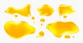 Spills and puddles of yellow juice, oil or honey Royalty Free Stock Photo