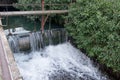 The spillway at Annecy Lake. Water flowing through the channel.