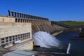 The spillway of Hume Dam, formerly the Hume Weir, is a major dam across the Murray River downstream of its junction. Royalty Free Stock Photo