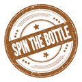 SPIN THE BOTTLE text on brown round grungy stamp