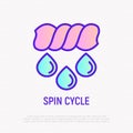 Spin cycle in washing machine. Thin line icon