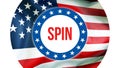 Spin election on a USA background, 3D rendering. United States of America flag waving in the wind. Voting, Freedom Democracy, spin