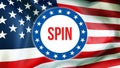 Spin election on a USA background, 3D rendering. United States of America flag waving in the wind. Voting, Freedom Democracy, spin Royalty Free Stock Photo