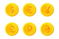 Spin gold coin, flip and rotate. Bank or financial. Gambling games.