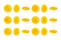 Spin gold coin, flip and rotate. Bank or financial. Gambling games.