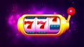 Spin and Win Slot Machine. Trendy Casino Design with Space Background Royalty Free Stock Photo