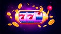 Spin and Win Slot Machine. Trendy Casino Design with Space Background