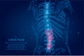 Abstract mesh line and dot physiotherapy human spine. Polygonal render female back hernia