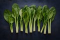 Spinach arranged on kitchen table, fresh and nutritious greens