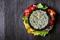 Spinach Artichoke cheese Dip in a bowl Royalty Free Stock Photo
