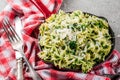 Spinach artichoke pasta with cheese Royalty Free Stock Photo