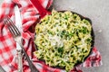 Spinach artichoke pasta with cheese Royalty Free Stock Photo