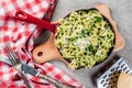 Spinach artichoke pasta with cheese Royalty Free Stock Photo