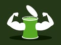 Spinach as healthy superfood - Strong biceps and muscular muscle as symbol of healthy strength