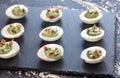 Spinach and bacon deviled eggs Royalty Free Stock Photo