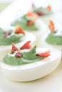Spinach and bacon deviled eggs Royalty Free Stock Photo