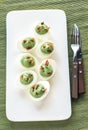 Spinach and bacon deviled eggs Royalty Free Stock Photo
