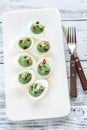 Spinach and bacon deviled eggs Royalty Free Stock Photo