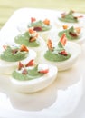 Spinach and bacon deviled eggs Royalty Free Stock Photo