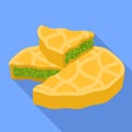 Spinach cake piece icon, flat style