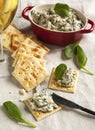 Spinach dip and crackers