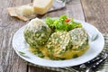 Spinach dumplings with sage butter