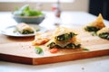 spinach and feta filo pastry spanakopita triangles