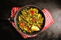 Spinach Fettuccine with Asparagus, Tomatoes, Zucchini and Almonds Royalty Free Stock Photo