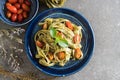 spinach fettuccine with tomatoes Royalty Free Stock Photo