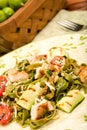 Spinach Fettucini with chicken and Vegetables Royalty Free Stock Photo
