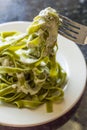 Spinach Fetuccine Alfredo Royalty Free Stock Photo