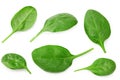 spinach leaves isolate on white background. Healthy food. Top view Royalty Free Stock Photo