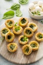 Spinach mini quiches freshly baked