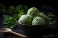 Spinach mint icecream bowl. Generate Ai Royalty Free Stock Photo