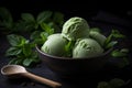 Spinach mint icecream bowl. Generate Ai