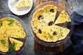 Spinach, mushroom and feta quiche