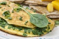 Spinach Omelette, Pancake, and Mango Breakfast
